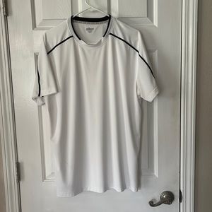 Men’s white athletic shirt- wicking fabric